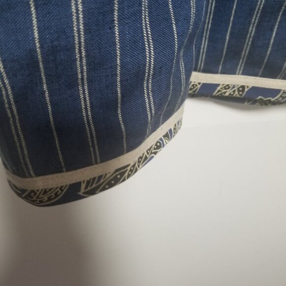 Women's Linen Blend Reversable Blue Stripe Artsy Coastal Blazer Sz M - Picture 3 of 7